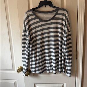 Gray and White Striped Shirt